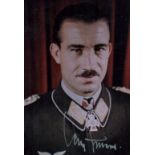 WWII General Adolf Galland signed 6x4 inch colour photo. Luftwaffe fighter ace. Good Condition.