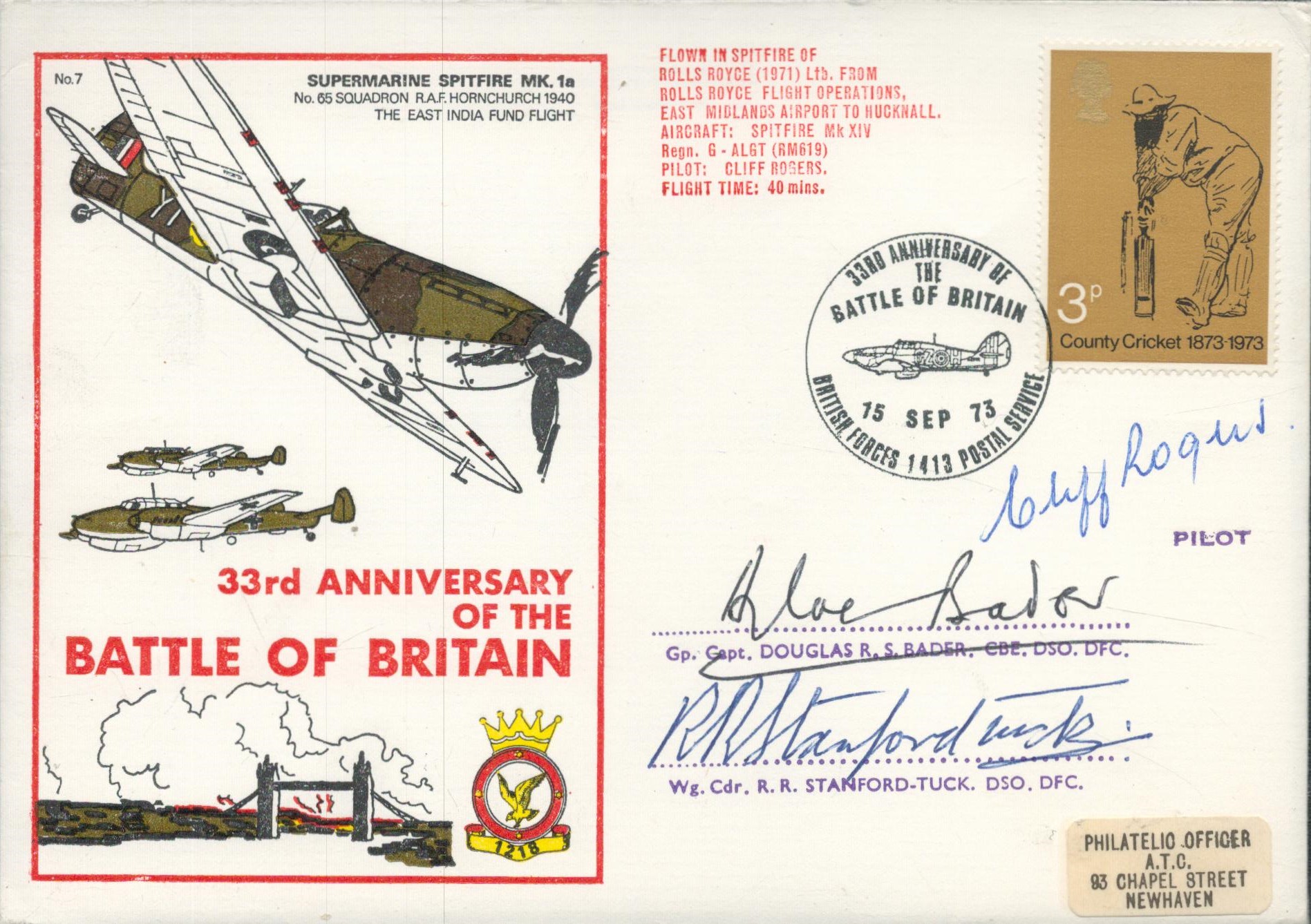 Battle of Britain Signed by Douglas Bader, R Stanford -Tuck DSO, DFC Both Battle of Britain Pilots