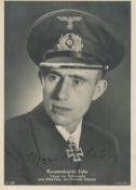 WWII Fregattenkapitan Heinrich Liebe signed 6x4 inch black and white photo. Kreigsmarine Uboat
