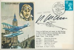 WWII Major Hans Bertram signed Sir Alan Cobham Flown FDC PM 50th Anniversary First Flight Britain to