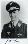 WWII Oberleutnant Viktor Petermann signed 6x4 inch black and white photo. Luftwaffe fighter ace.