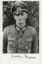 WWII Oberstleutnant Martin Steglich signed 6x4 inch black and white photo. Luftwaffe fighter ace.