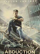 Taylor Lautner signed Abduction 16x12inch colour poster photo. Good condition Est.