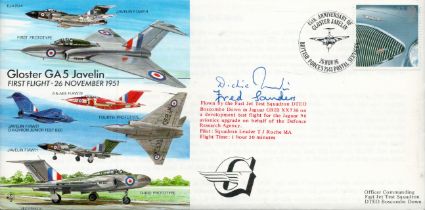 Dicky Martin and Fred Sanders signed Gloster GA-5 Javelin First flight 26 November 1951 FDC PM