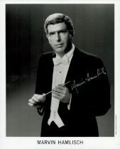 Marvin Hamlisch signed Promo. Black & White Photo 10x8 Inch. Was an American composer and conductor.