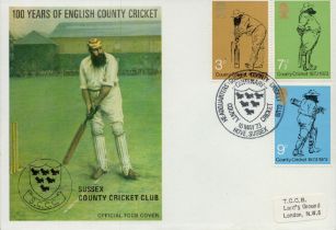 100 Years of County Cricket Sussex County Cricket Club Official TCCB Cover PM Headquarters Sussex
