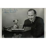 Harry Corbett signed 6x4inch black and white photo with Sooty. Dedicated. Good condition Est.