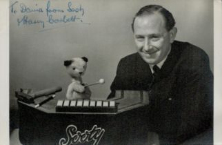 Harry Corbett signed 6x4inch black and white photo with Sooty. Dedicated. Good condition Est.
