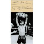 Dave 'boy' McAuley ibf champion 1989-92 signed card with boxing photo. Good condition Est.