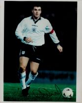 David Unsworth Everton signed 1995 England 8x10 press photo. Good condition Est.