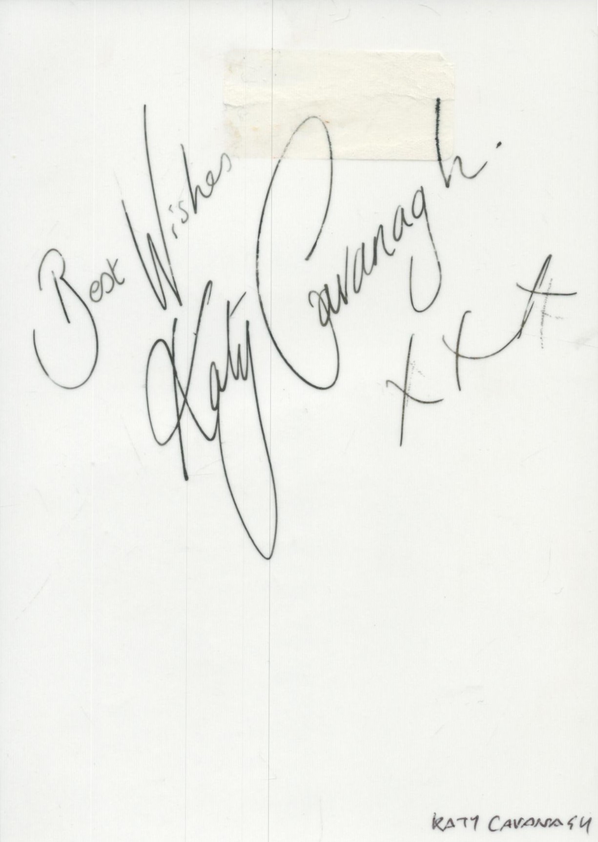 Katy Cavanagh signed on back of Black & White photo Approx. 6x4 Inch. Is an English actress. She - Image 2 of 2