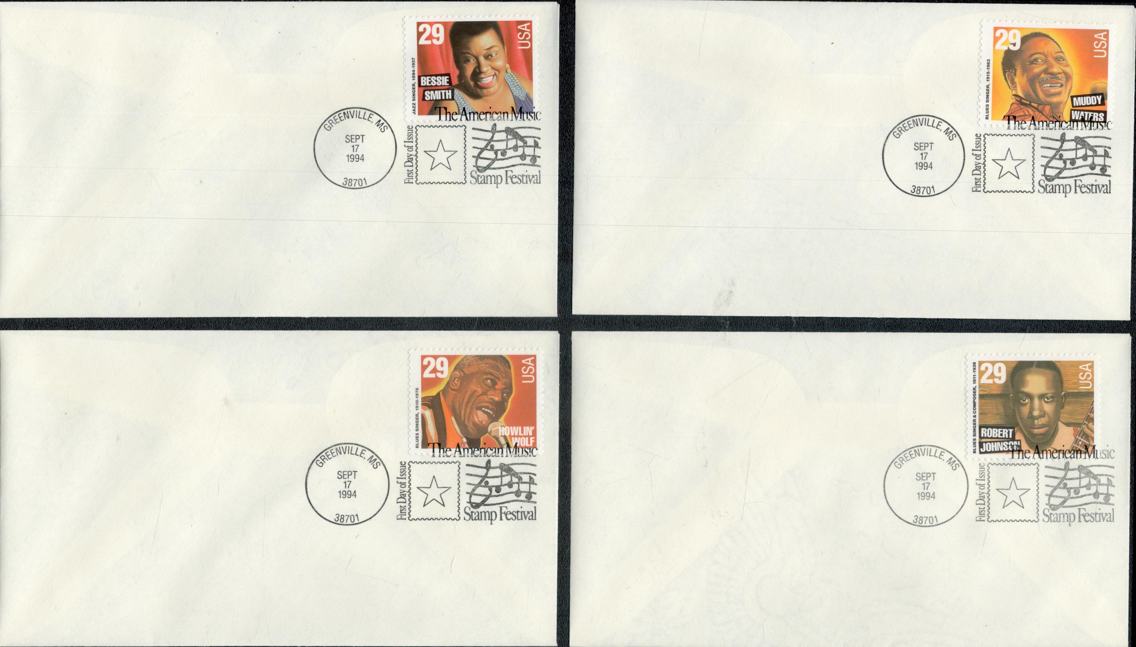 American Music stamp FDC collection. 7 in total. UNSIGNED. Good condition Est. - Image 2 of 2