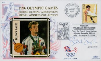 Steve smith high jump signed 1996 Olympic games cover. Good condition Est.