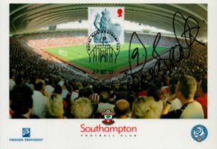Football James Beatie signed Southampton F.C 8x6 inch laminated Friends Provident post card PM Royal