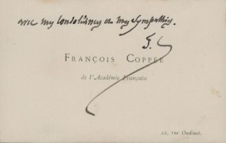 Francois Coppee signed 4x3 inch approx compliment card. François Edouard Joachim Coppee (26