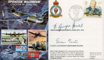 Wing Commander Gwyn Jones DFC AFC and Flight Lieutenant Gwyn Martin DFM signed Operation 'Millenium'