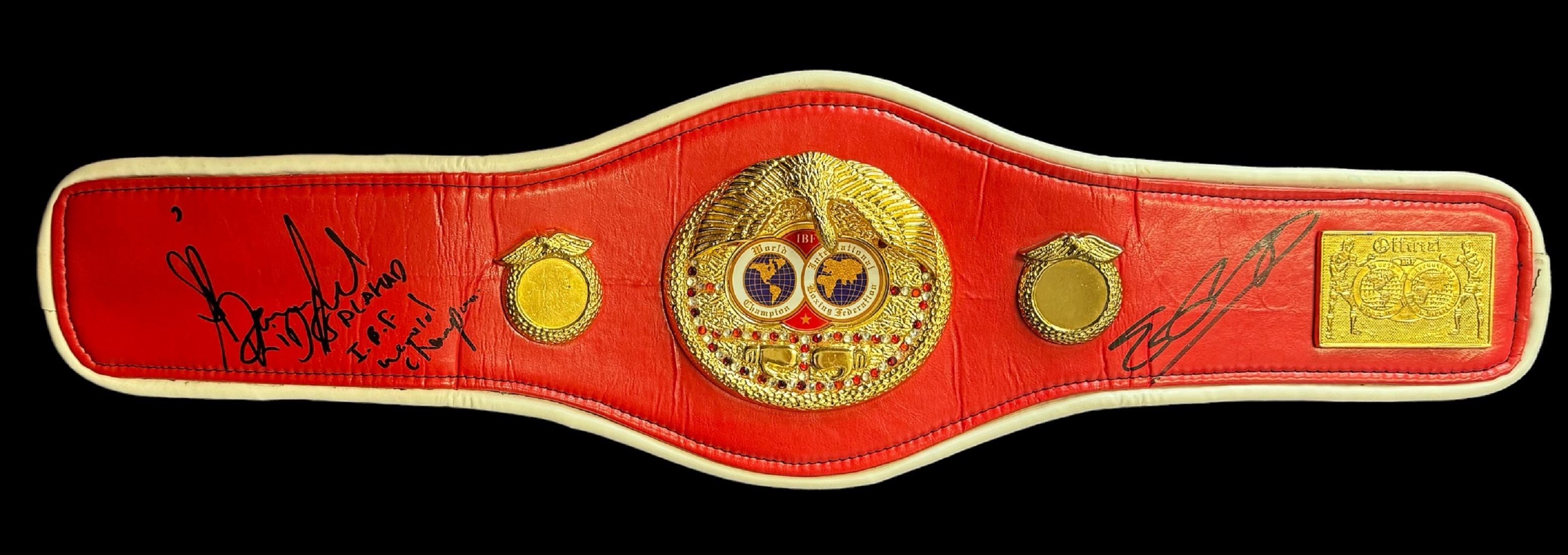 Kell Brook and Kid Galahad signed IBF replica belt.