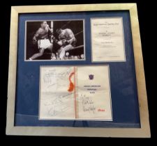 Boxing Legends multi signed 24x24 inch signature piece 12 fantastic signatures on vintage Anglo