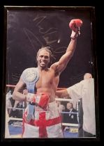 Audley Harrison signed 12x8 inch overall framed colour photo.