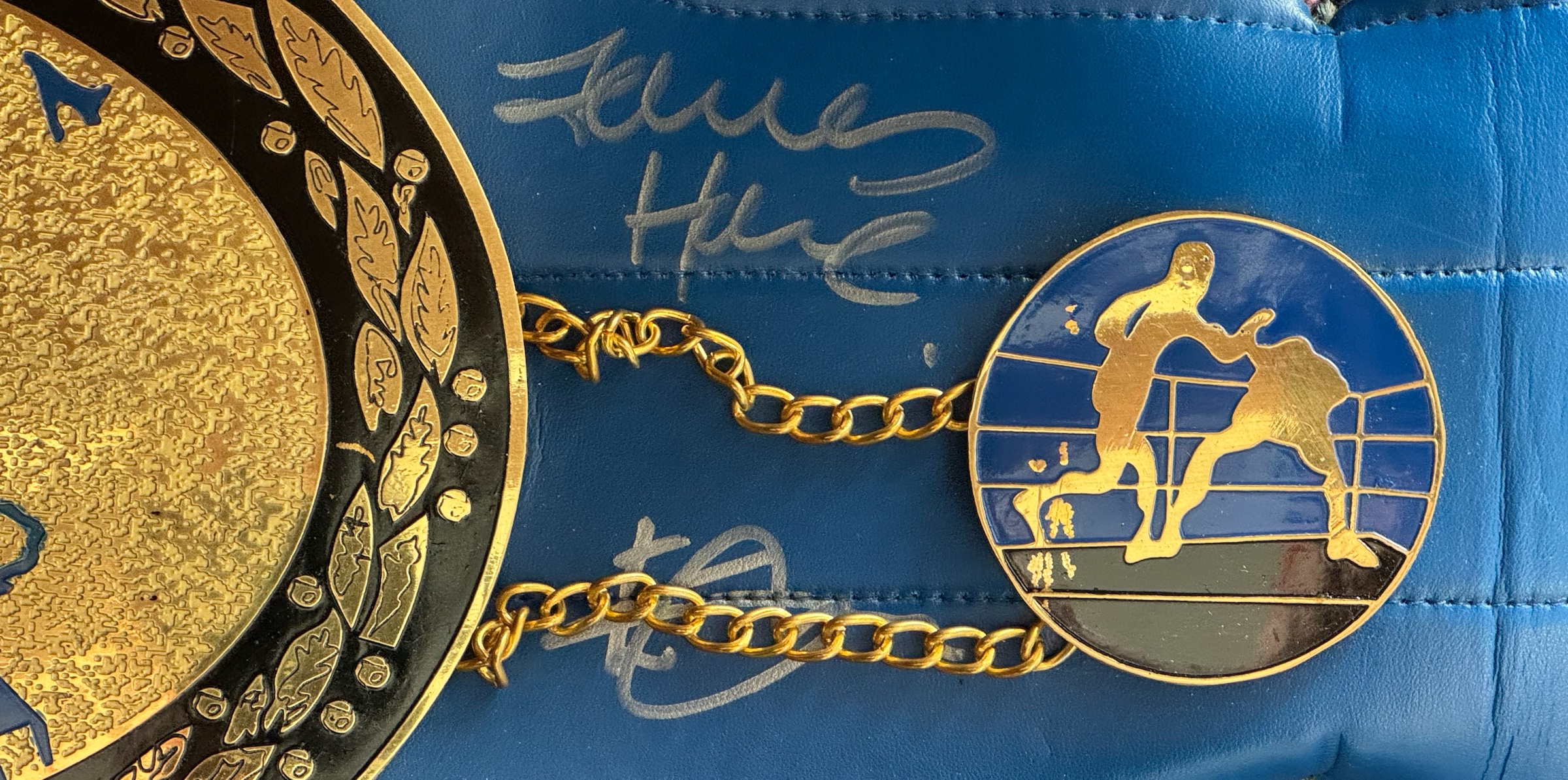 James Hare, Esham Pickering, Michael Brodie and Junior Witter signed EBU replica belt. - Image 2 of 3