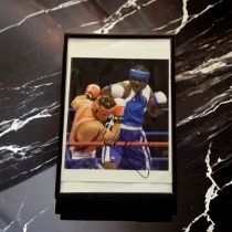 Audley Harrison signed 12x8 inch overall framed colour photo.