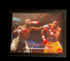 Floyd Mayweather and Manny Pacquiao 11x9 framed colour photo unsigned.