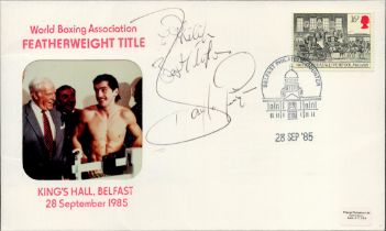 Barry Mcguigan signed WBA FDC. 28/9/85 Belfast postmark.