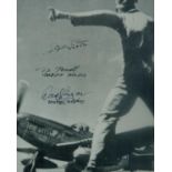WW2 multiple US fighter aces signed 10 x 8 inch b/w photo. Signed by Lt Stephen Ananian 505th FS 352