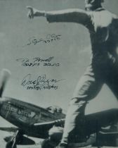 WW2 multiple US fighter aces signed 10 x 8 inch b/w photo. Signed by Lt Stephen Ananian 505th FS 352