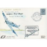 Spitfire 50th ann cover signed by WW2 veteran H Jones. Good condition. All autographs are genuine