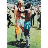 Footballer. Bobby Moore and Pelé Unsigned Colour Print 16.5x12 Inch. Good condition. All