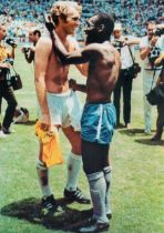 Footballer. Bobby Moore and Pelé Unsigned Colour Print 16.5x12 Inch. Good condition. All