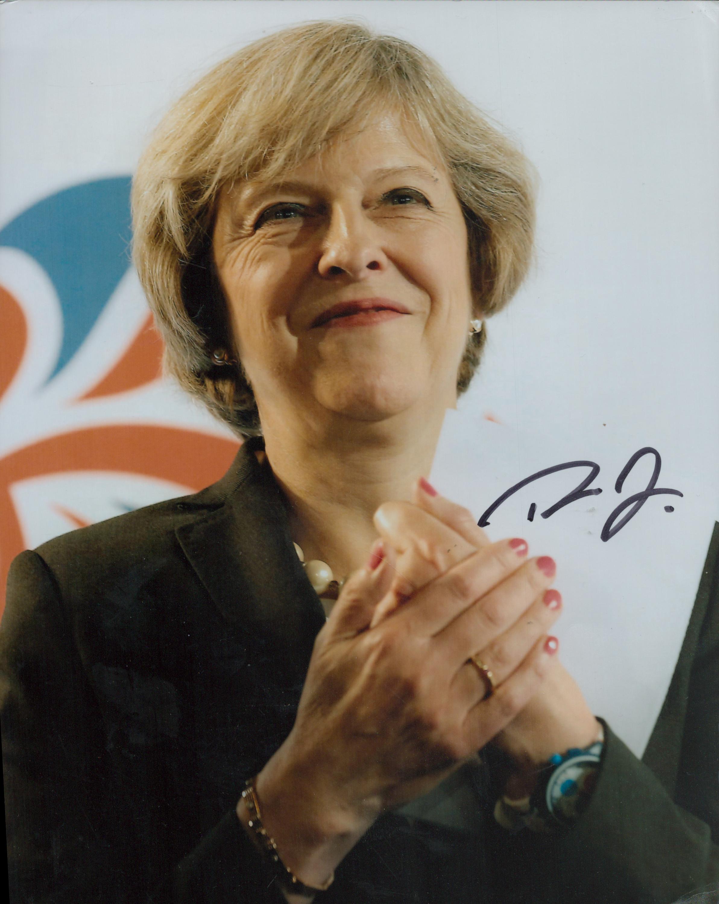 Theresa May signed Colour Photo 10x8 Inch. Is a British politician who served as Prime Minister of