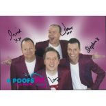 4 Poofs and a Piano multi signed David, Dave, Stephen 7x5 colour photo. Good condition. All