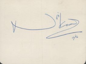 Sir Noël Coward signed Autograph card 4.5x3.5 Inch. Was an English playwright, composer, director,