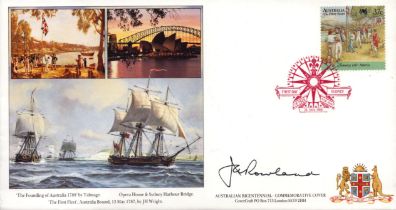 Air Marshall Sir James Rowland DFC AFC signed 1998 Australian Bicentenary FDC. He was Governor of
