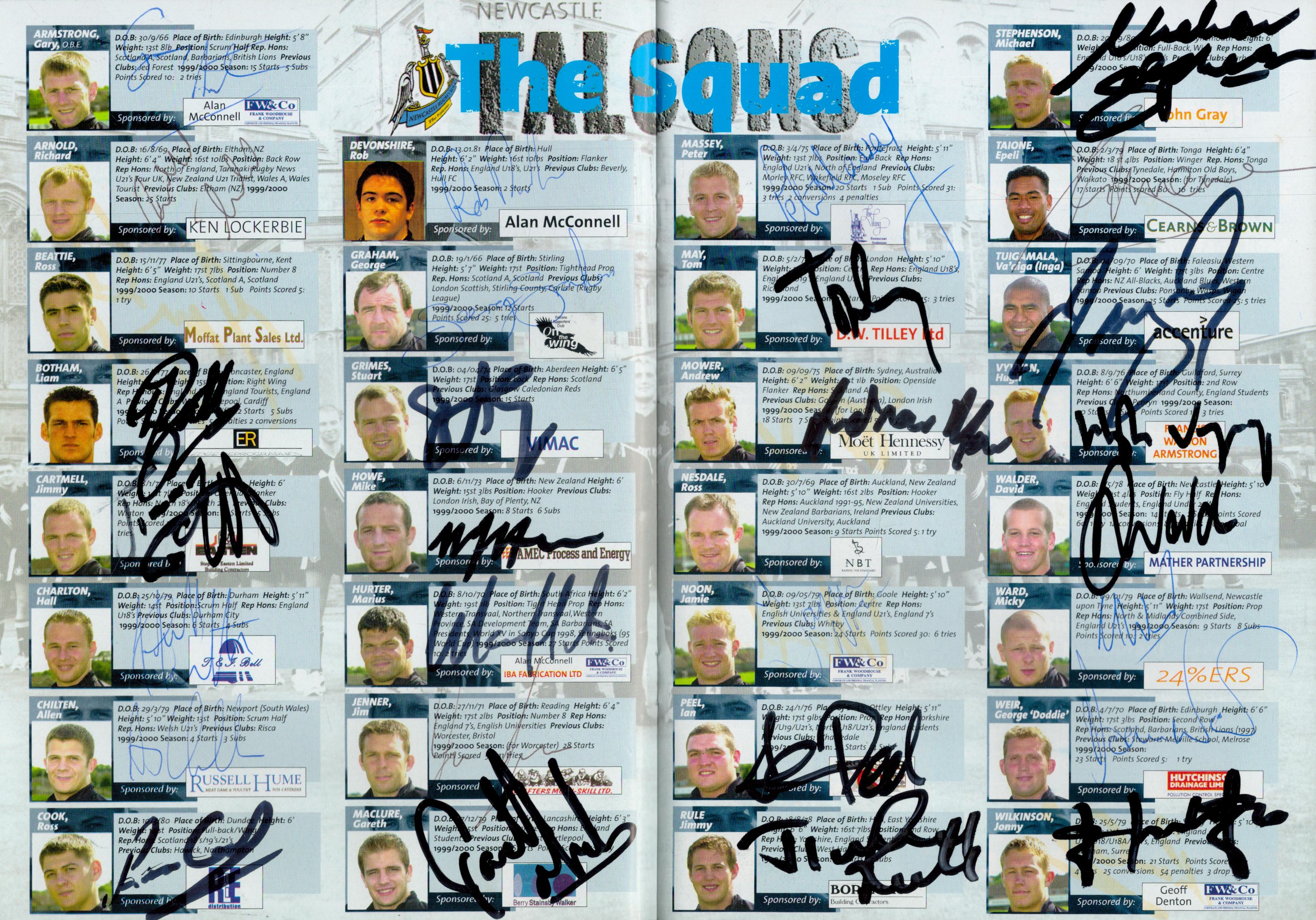 Multi signed signatures such as Gary Armstrong, OBE. Richard Arnold. Liam Botham plus many others '