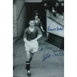 Football Man Utd legends Ronnie Cope and Ken Morgans signed 12 x 8 b/w photo. Good condition. All