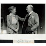 Ralph Richardson Signed 4. 5 x 1 inch Signature Cutting. Included us a Black and white Photo