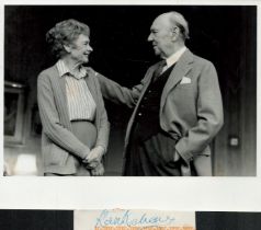 Ralph Richardson Signed 4. 5 x 1 inch Signature Cutting. Included us a Black and white Photo