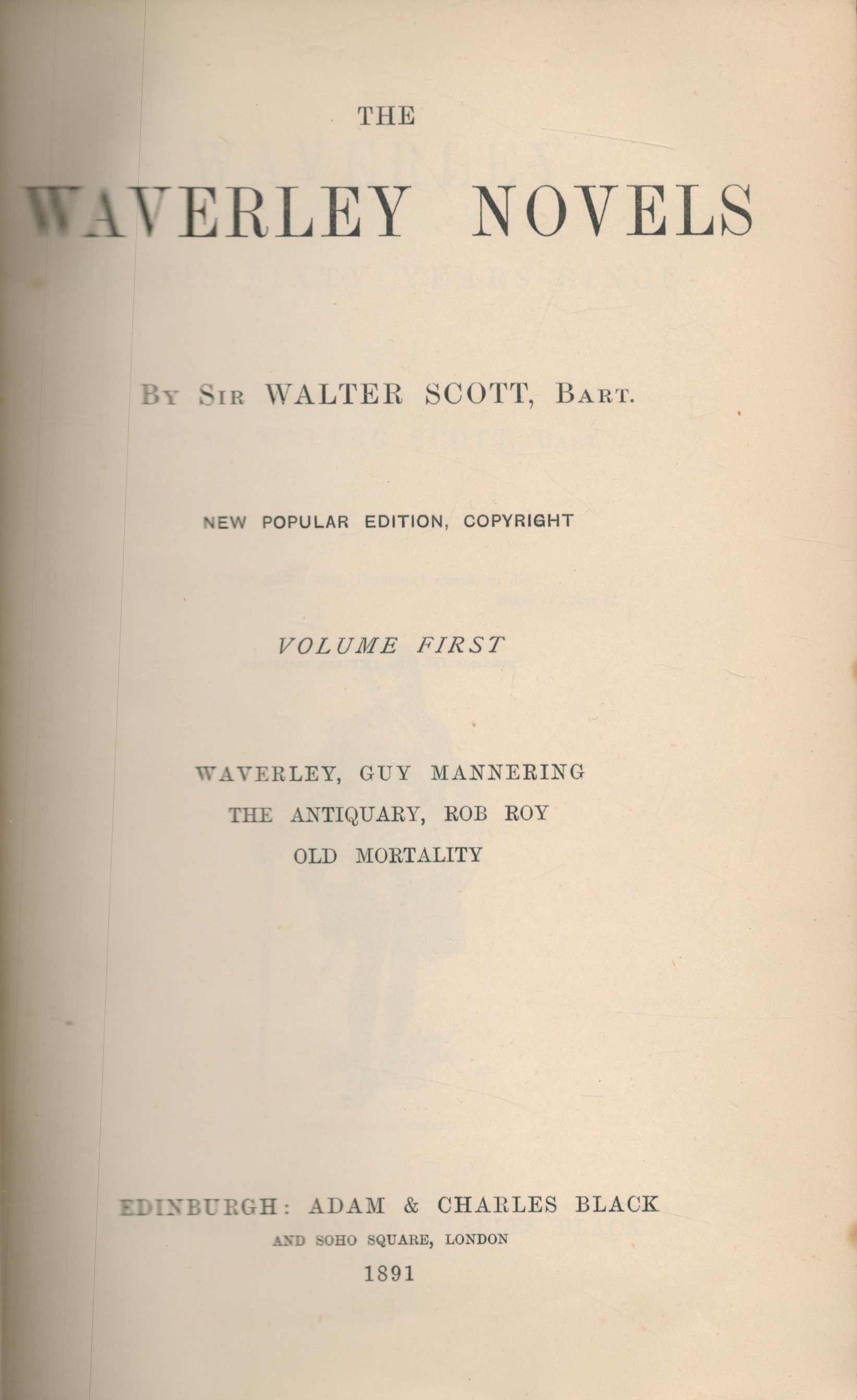 The Waverley Novels vol 1 by Sir Walter Scott 1891 New Popular Edition Hardback Book with 869 - Image 2 of 2