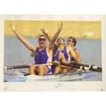 Olympics Rowing Matthew Pinsent Signed Big Blue Tube Edition colour Print. Limited Edition 334 of