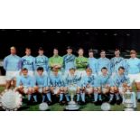 Manchester City legends multi signed Alan Oakes plus many others 16x12 Inch colour team photo 10