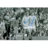 Multi signed Denis Law, CBE plus 1 other Black and White Photo 12x8 Inch. Is a Scottish former
