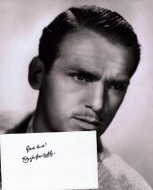 Douglas Fairbanks Jnr actor signed white card along with lovely unsigned 10 x 8 inch b/w portrait