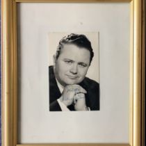 Harry Secombe signed and framed black and white photo. Overall Size 12x10. Good condition. All