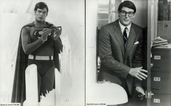 Christopher D'Olier Reeve Unsigned 2 x Black and White Photos 10x8 Inch. 'Superman'. Good condition.