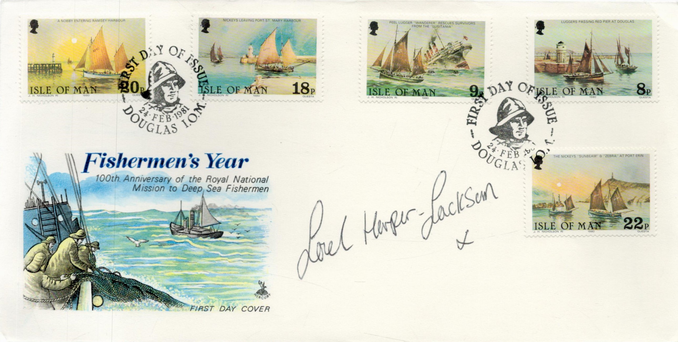 Joel Harper-Jackson signed FDC Fisherman's Year 100 Anniversary of the Royal National Mission to
