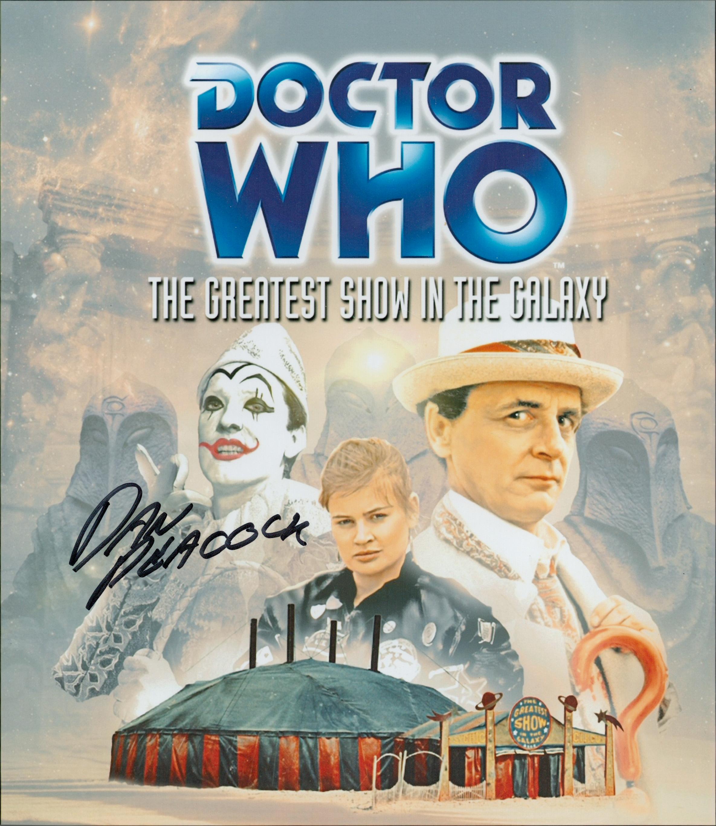 Dr Who actor Dan Peacock signed 10 x 8 inch colour scene photo. Good condition. All autographs are