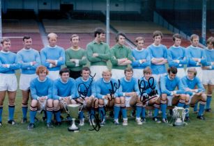 Multi signed Mike Summerbee, OBE. Francis Lee plus 1 other Manchester City Teams Colour Photo 12x8